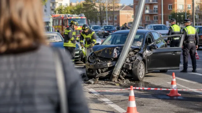 Badajoz: conductora novel choca contra una farola en San Roque y queda ilesa