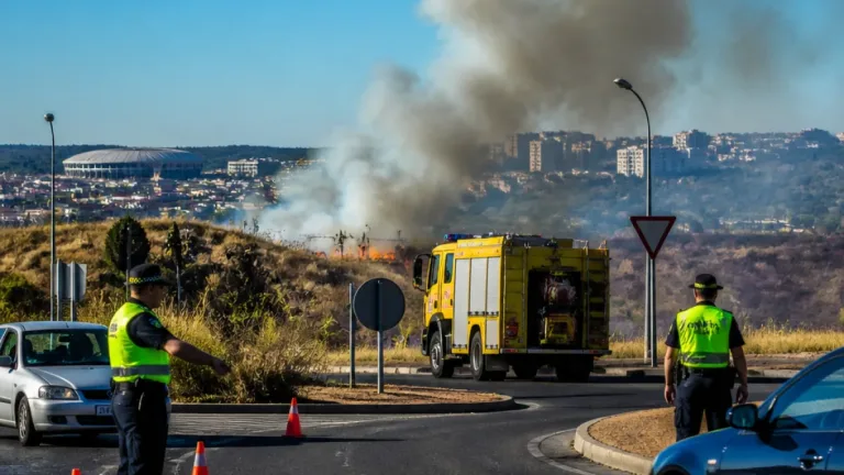 Bomberos controlan incendio de pastos en la Ronda Norte de Badajoz tras columna de humo visible