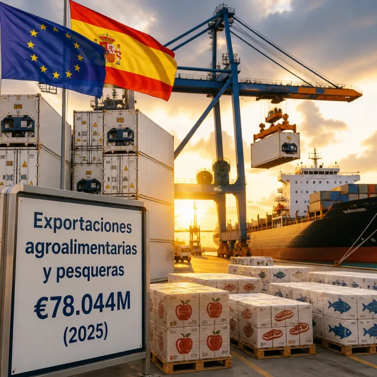 El sector agroalimentario y pesquero mantiene el liderazgo exportador de España con 78.044 millones en 2025
