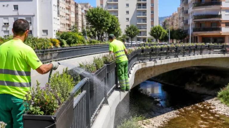 Fuengirola instala 300 metros de jardineras en los puentes del arroyo Pajares