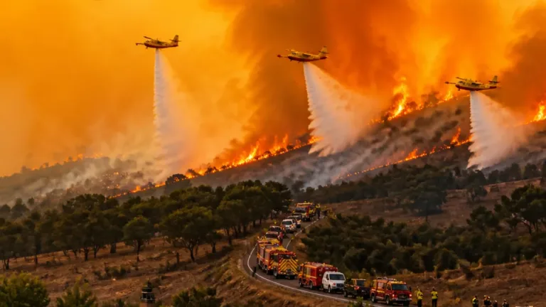 Incendio en el Gurugú pone en riesgo el Parque de los Cerros y zonas residenciales de Alcalá de Henares