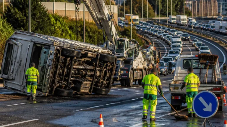 Vuelco de un camión corta la C-58 en dirección a Sabadell y provoca retenciones en la zona norte